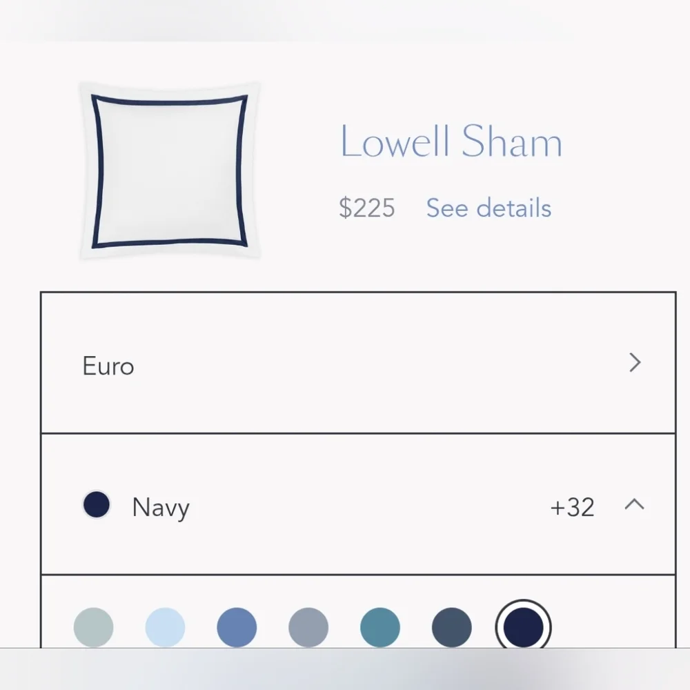 MATOUK Lowell EURO SHAM navy White Egyptian Cotton 27x27